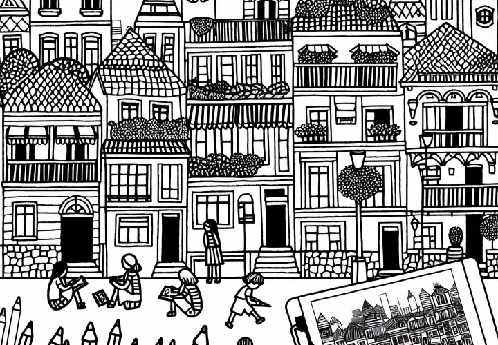 Gambar mewarnai rumah di La Boca, Buenos Aires - Unduh gratis