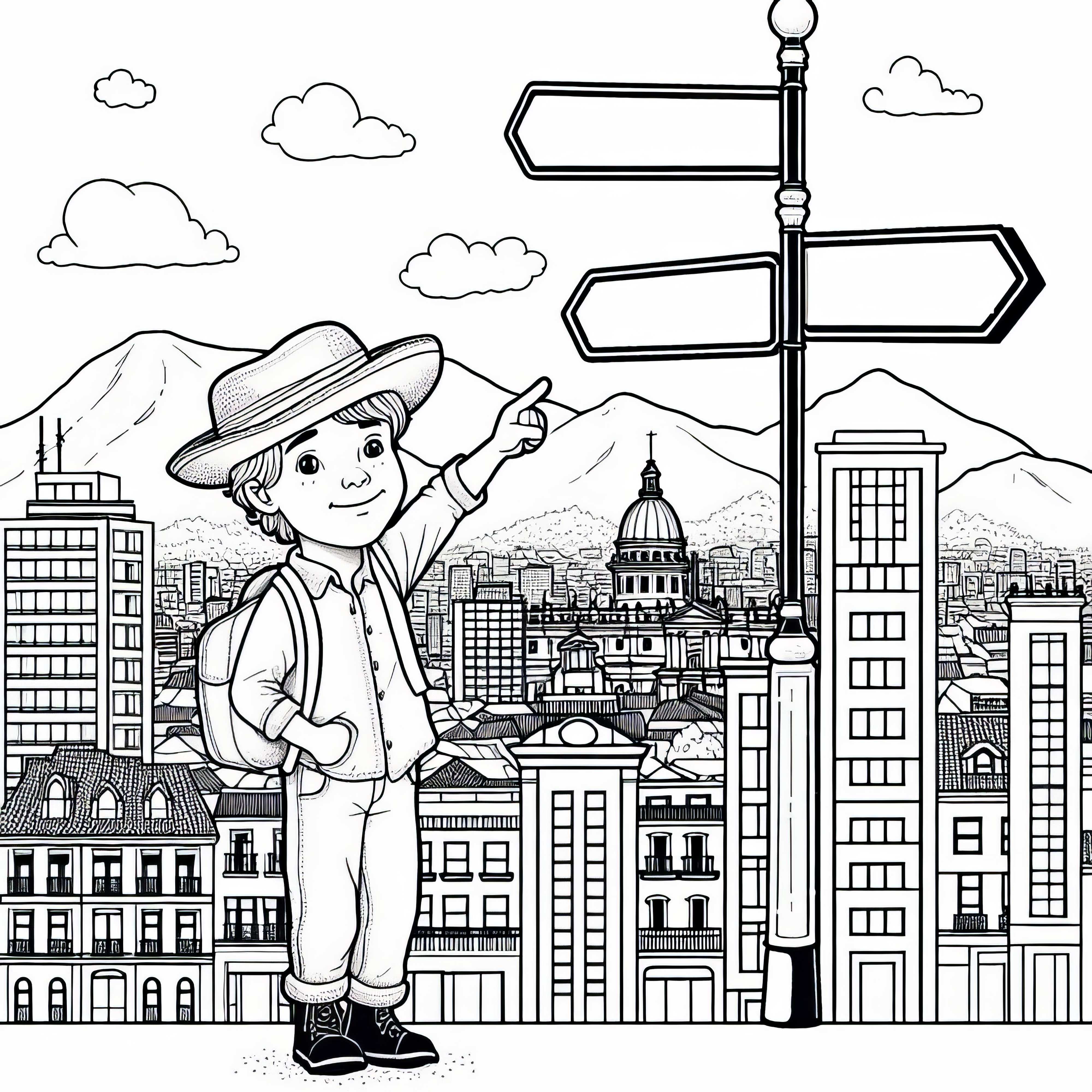 Santiago de Chile Ausmalbild kostenlos herunterladen und ausmalen