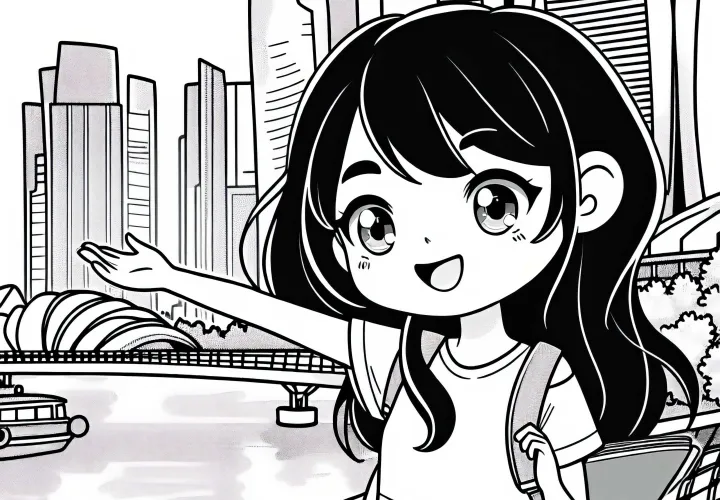 Gedung Marina Bay Sands Singapura - Gambar Mewarnai Gratis