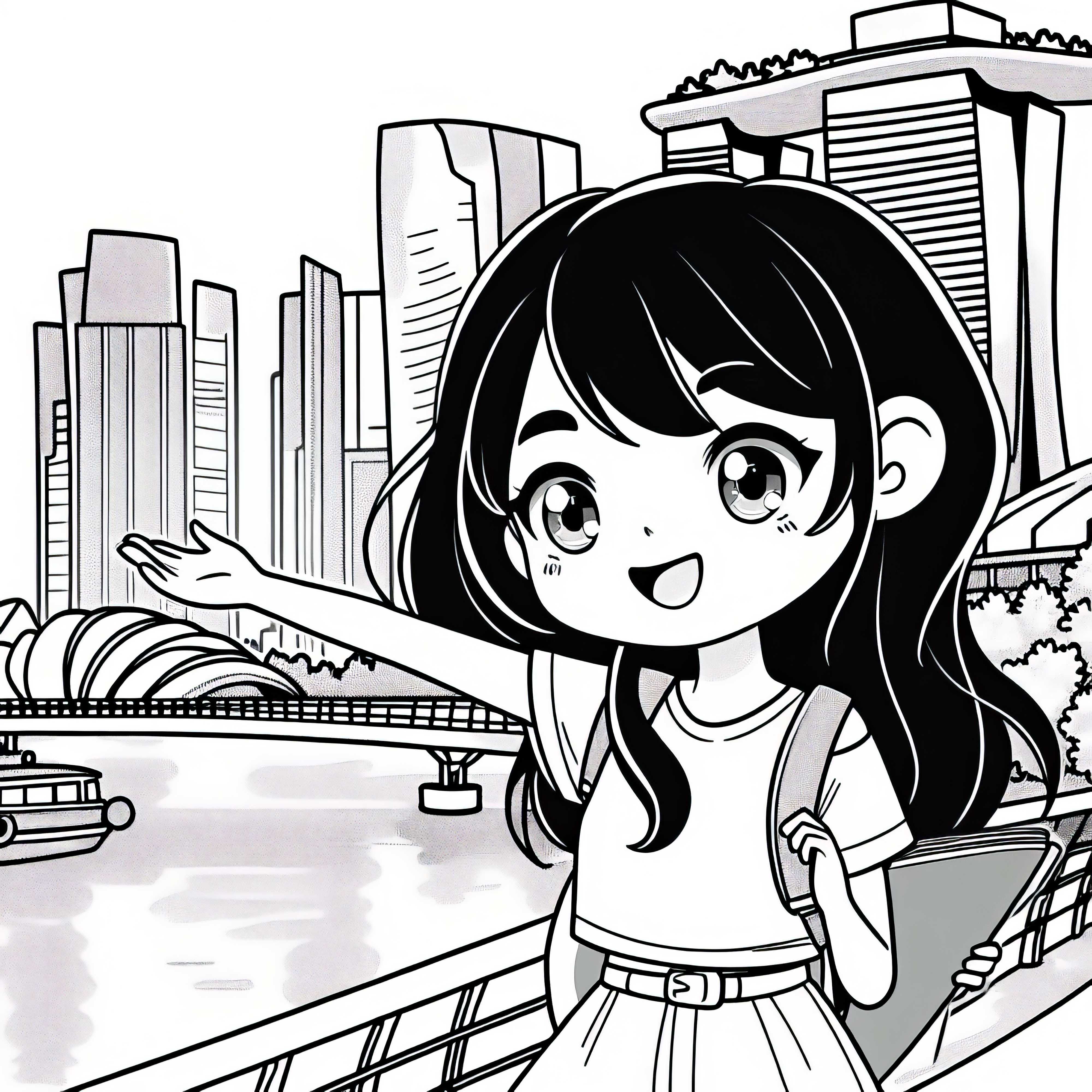 Singapur Marina Bay Sands Gebäude – Ausmalbild Gratis