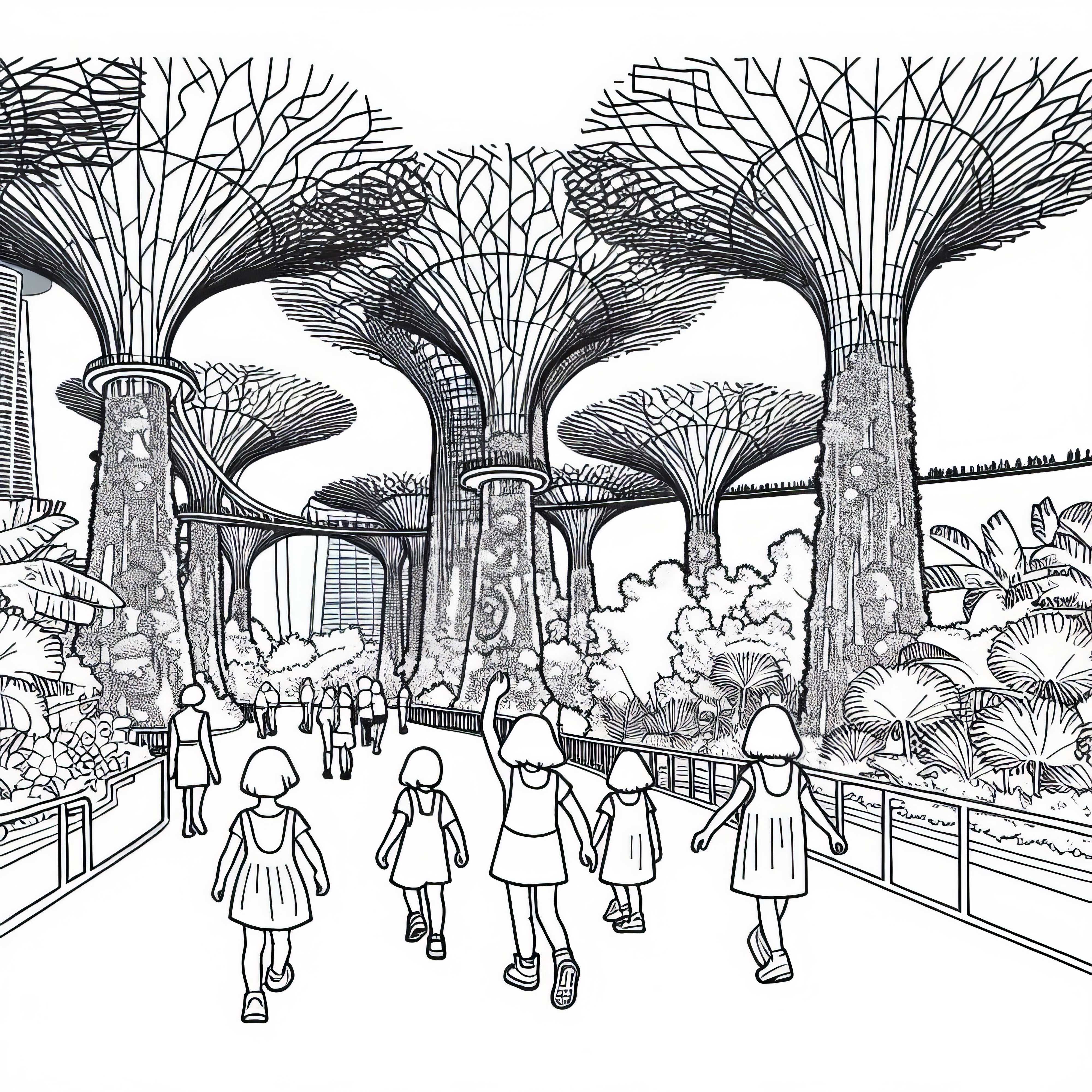 Singapur Supertree Grove Ausmalbild Gratis