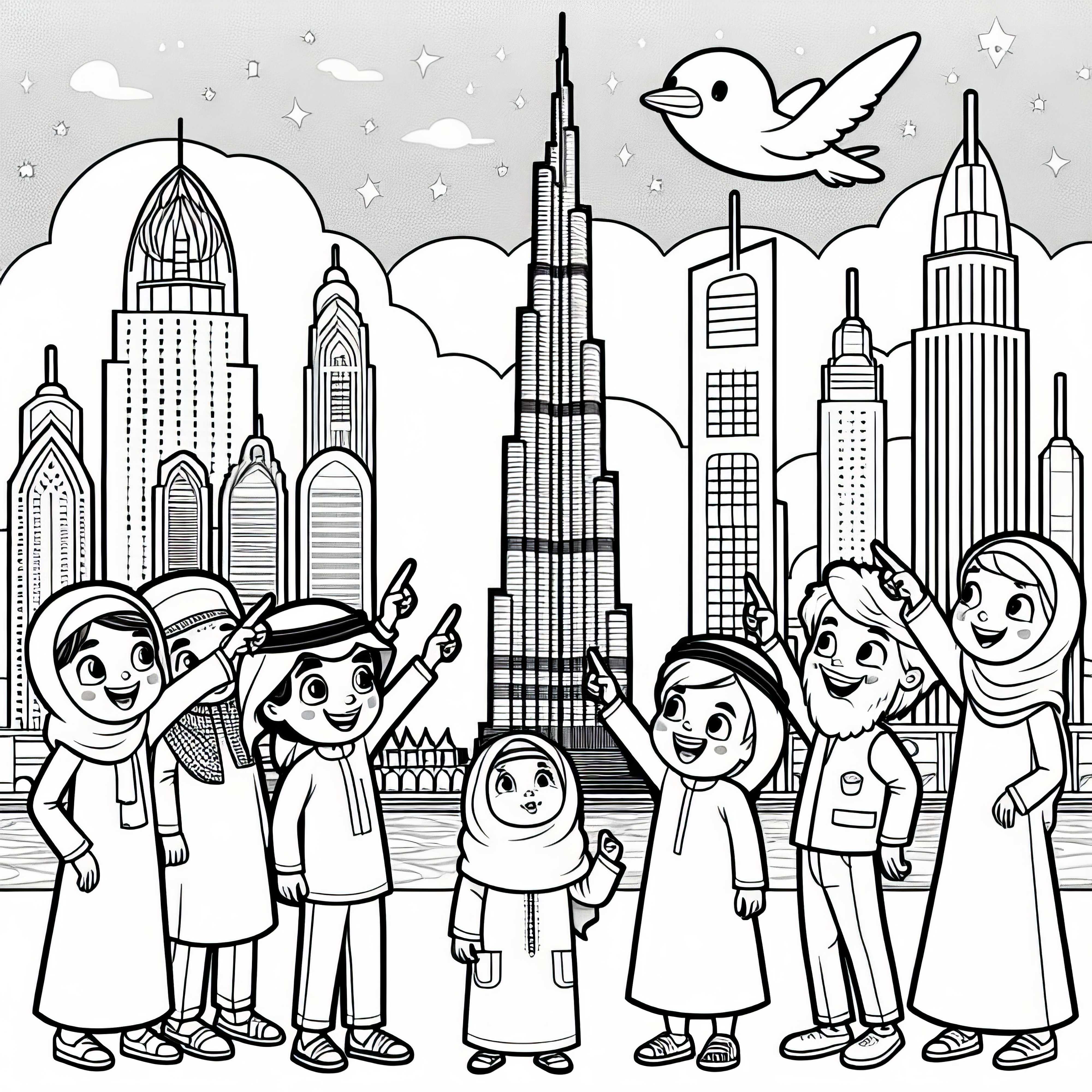 Dubai Burj Khalifa Ausmalbild Gratis