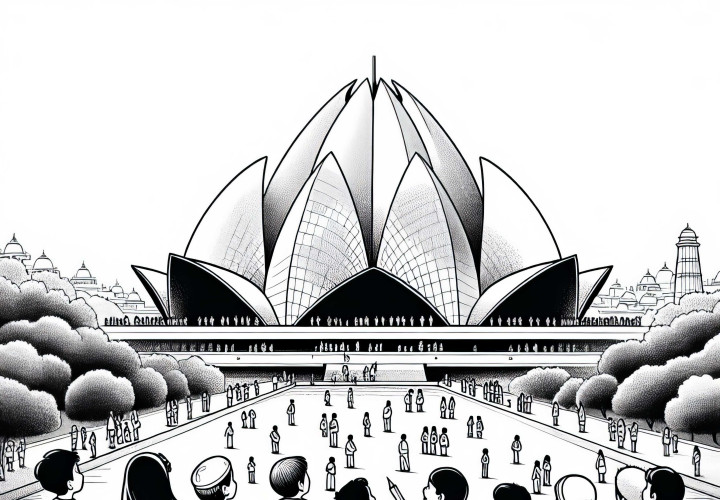 Neu-Delhi - Lotus-Tempel Malvorlage kostenlos Neu-Delhi - Lotus-Tempel Malvorlage kostenlos