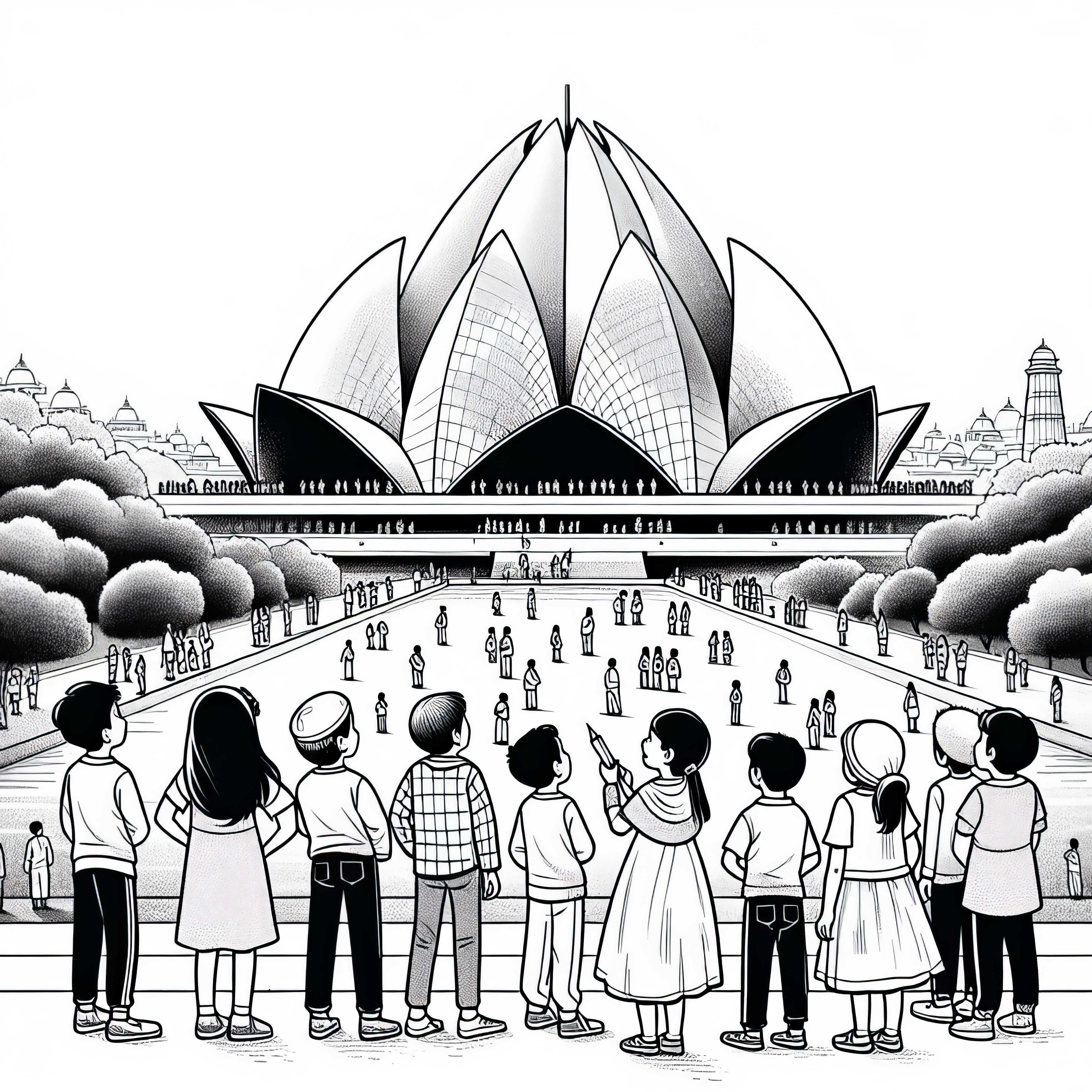 Neu-Delhi - Lotus-Tempel Malvorlage kostenlos