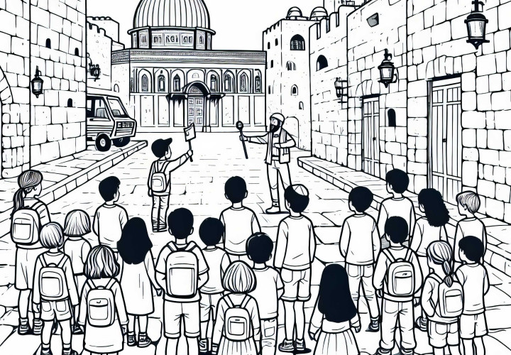 Download free coloring page of the Old City of Jerusalem