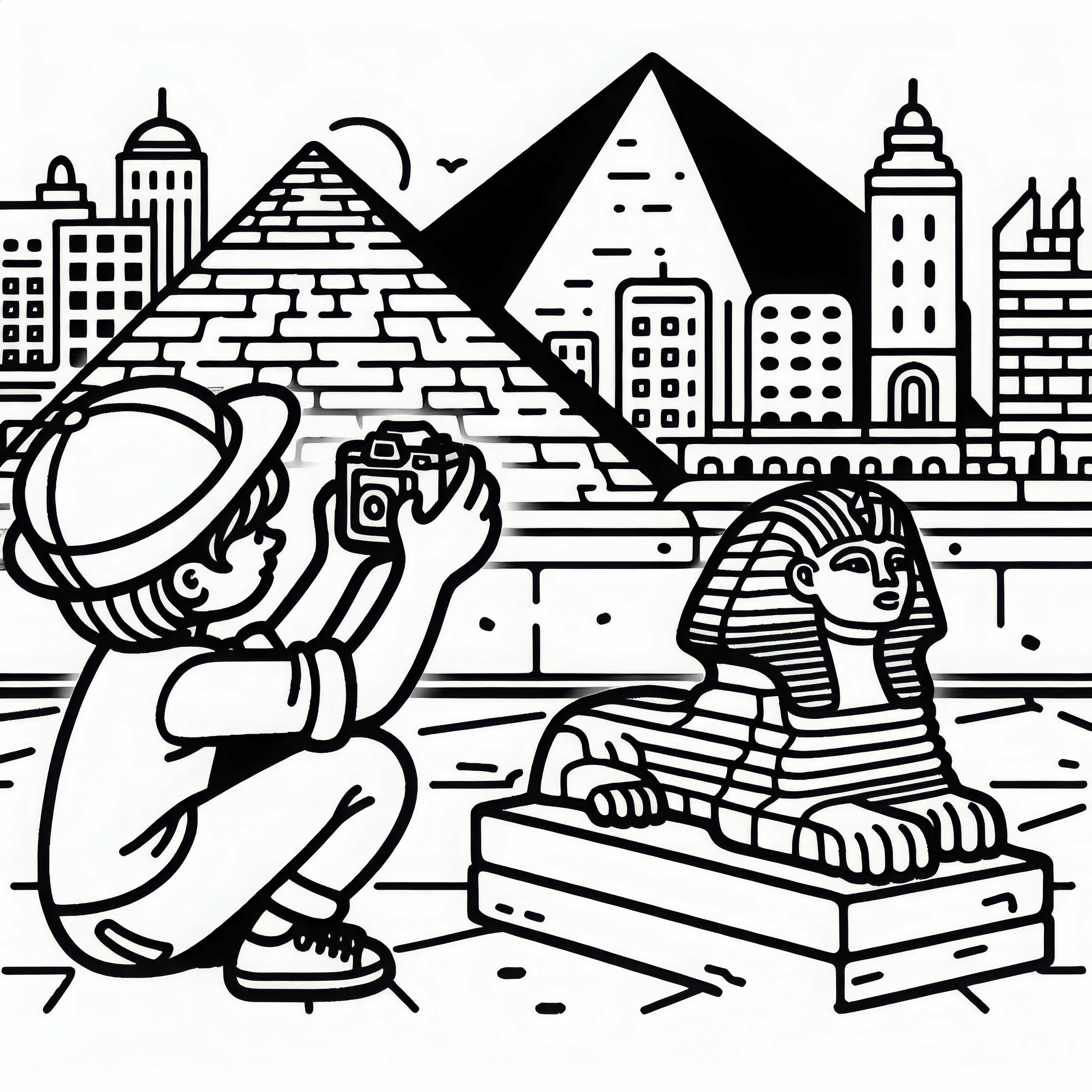 Cairo boy photographs Sphinx coloring page for free
