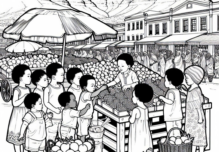 Cape Town market stall offers free fruit coloring page