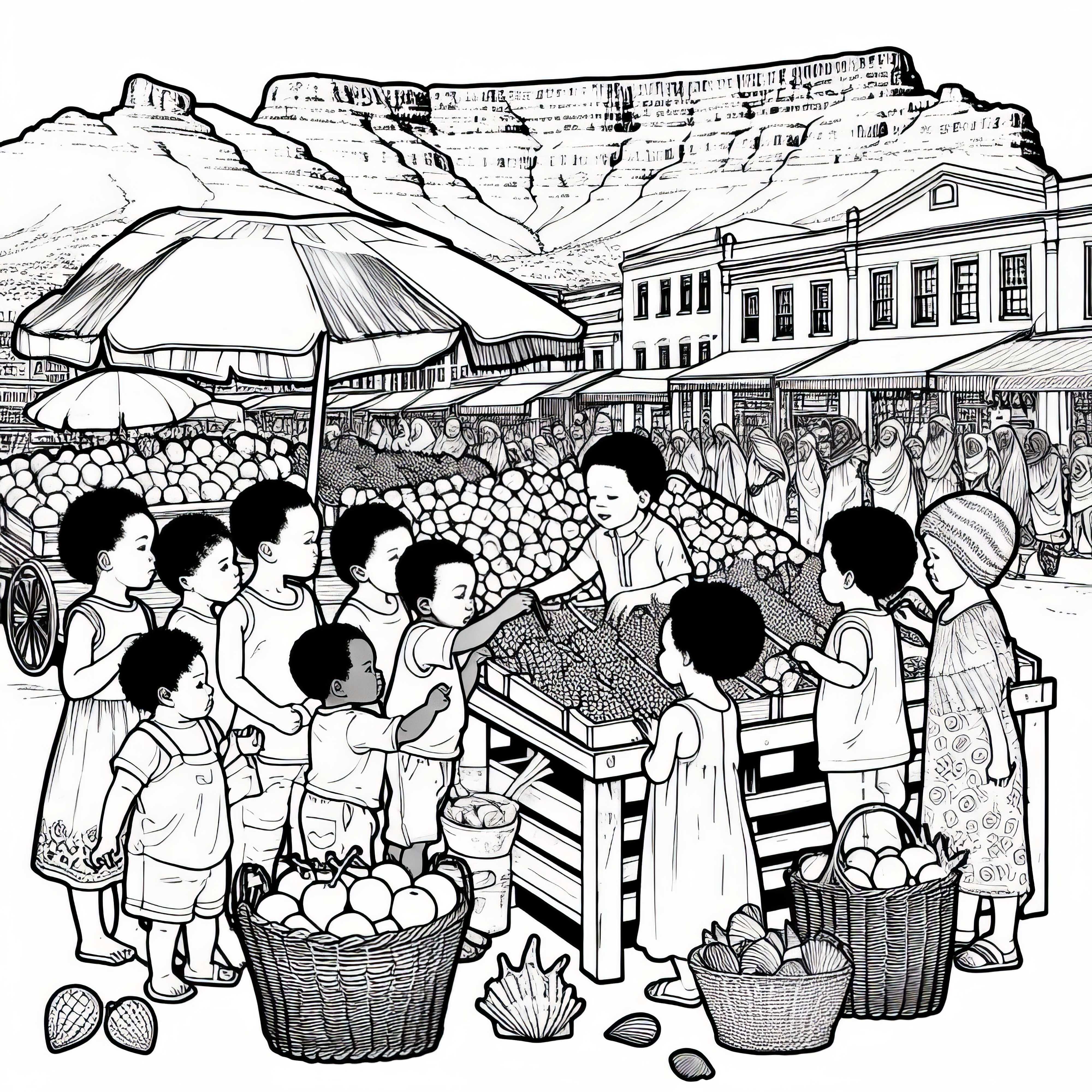 Cape Town market stall offers free fruit coloring page Cape Town market stall offers free fruit coloring template