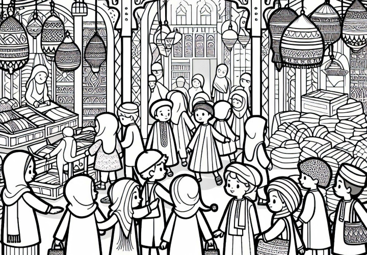 Marrakech Bazaar Coloring Page Free