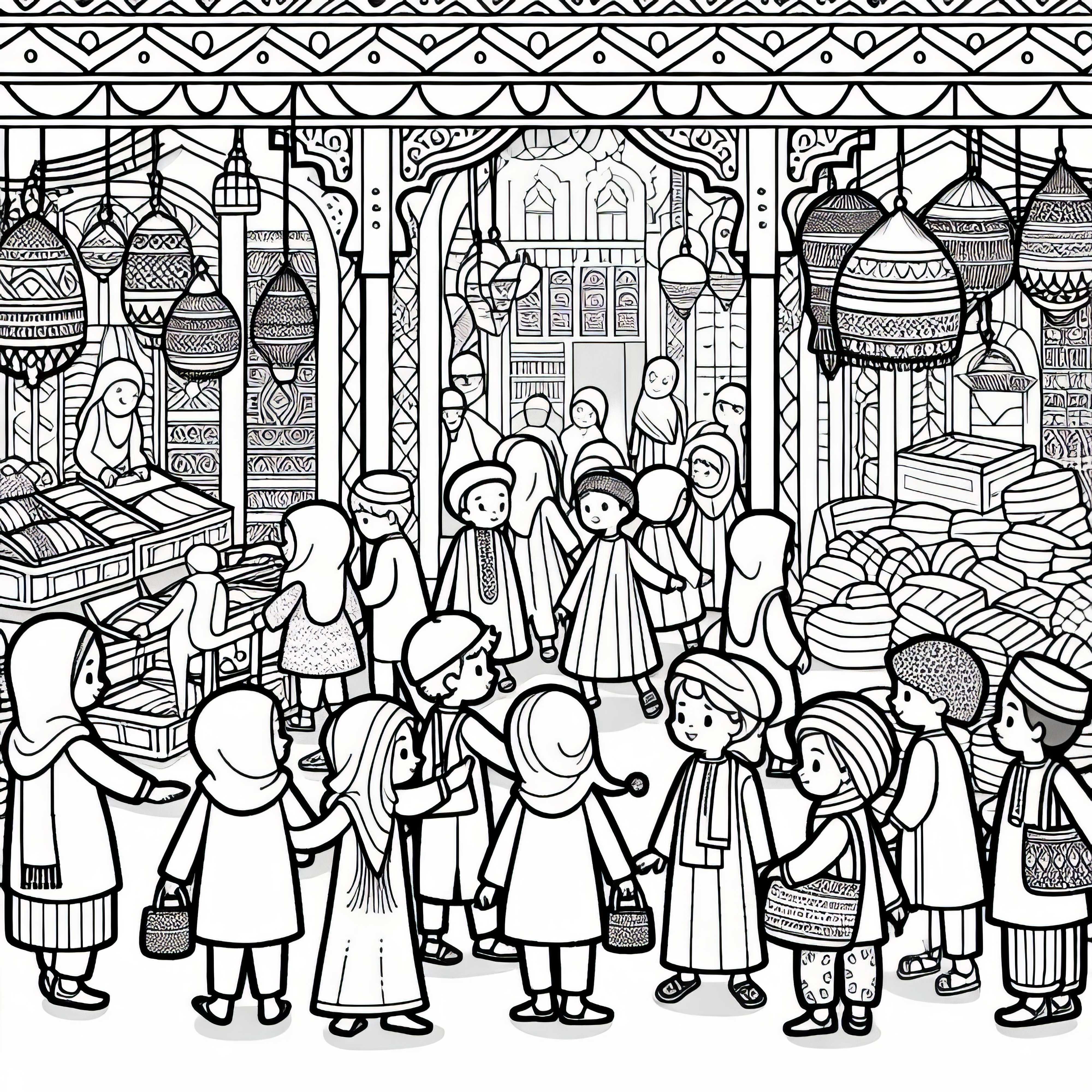 Marrakech Bazaar Coloring Page Free
