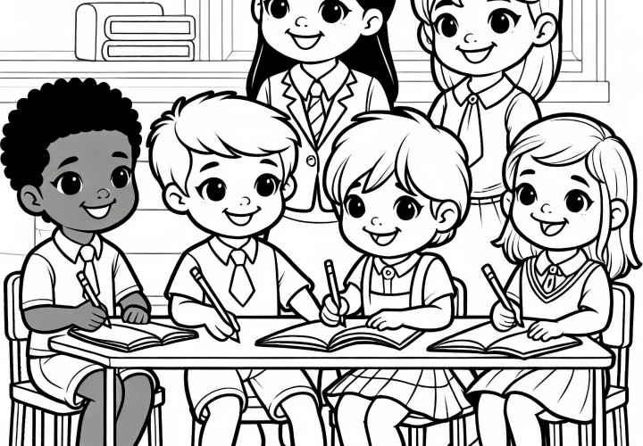 Crianças Brincando na Escola - Desenho para Colorir Grátis