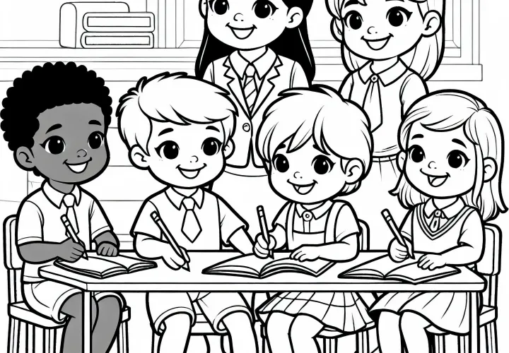 Crianças Brincando na Escola - Desenho para Colorir Grátis
