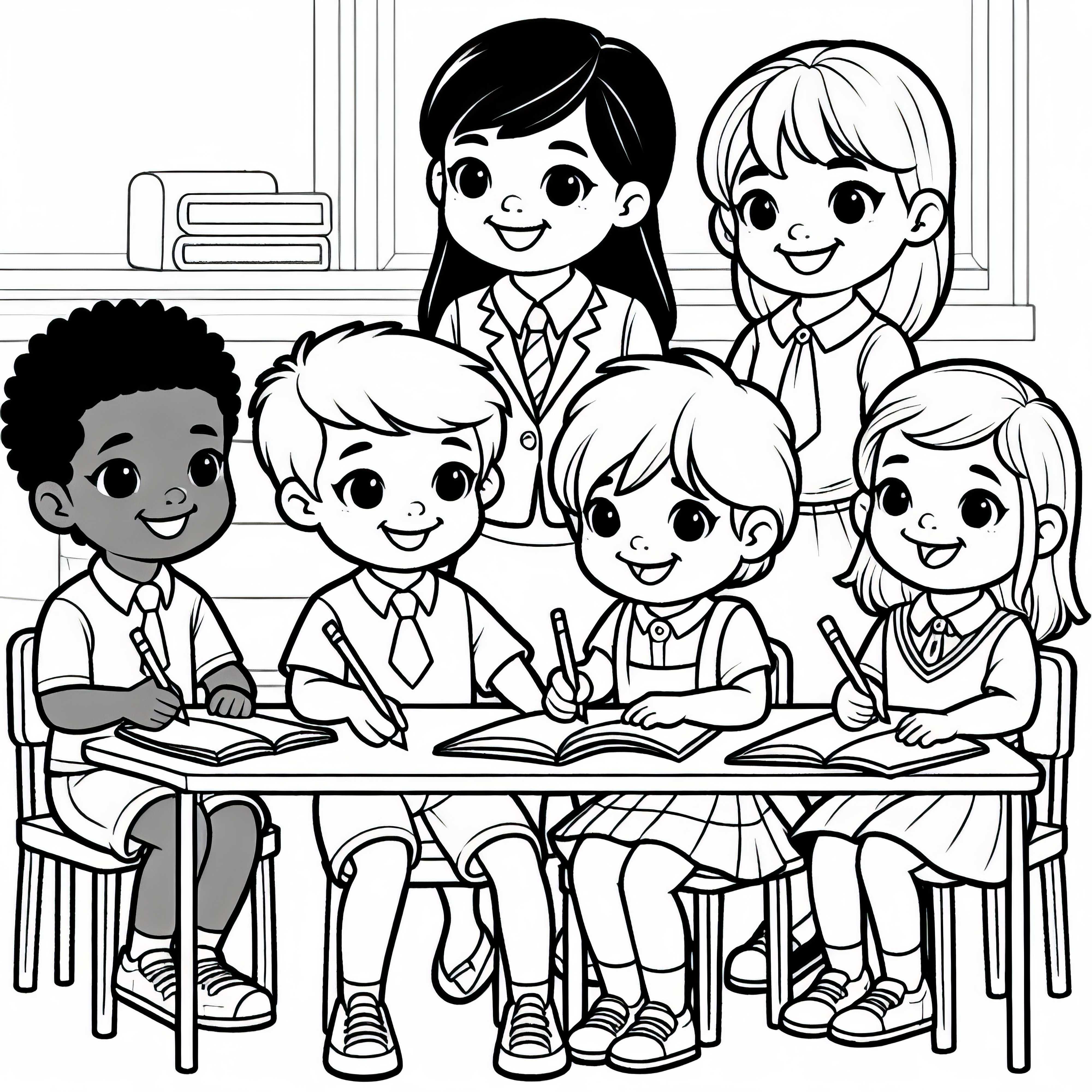 Crianças Brincando na Escola - Desenho para Colorir Grátis