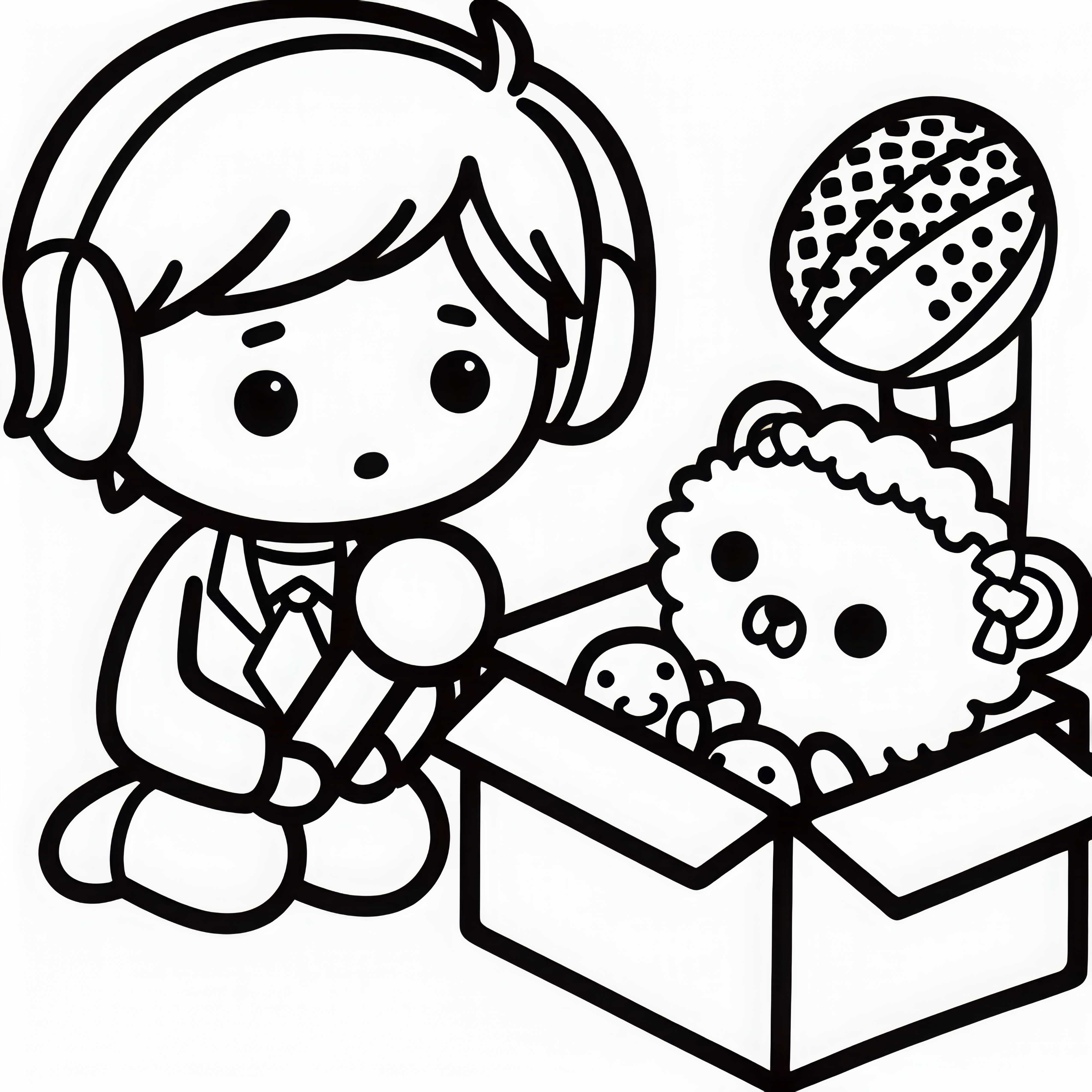 Criança faz entrevista com brinquedo de pelúcia usando um microfone de papelão – Modelo para colorir gratuito