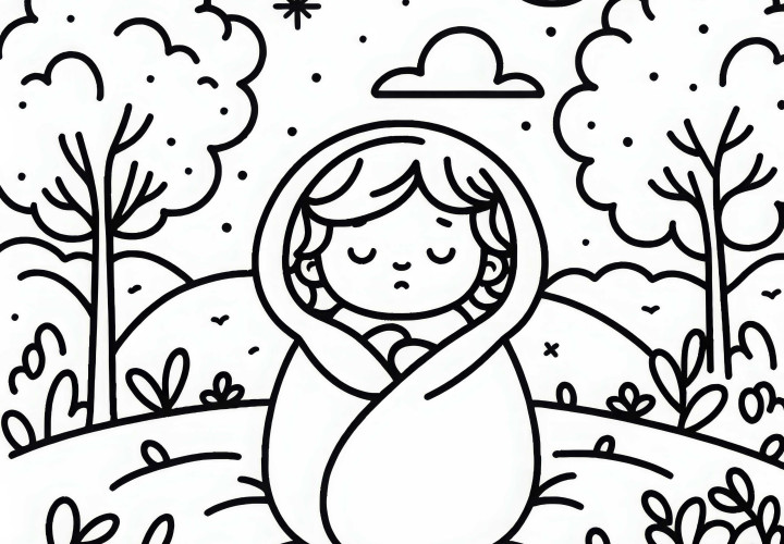 Kisgyermek alszik - Ingyenes színező kép