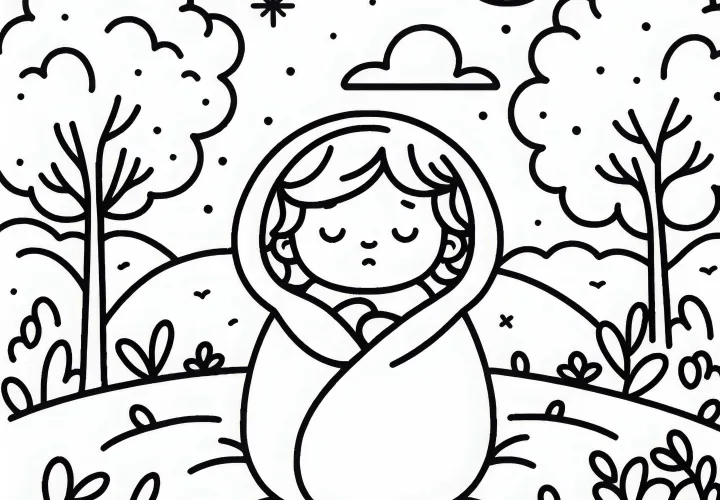 Kisgyermek alszik - Ingyenes színező kép