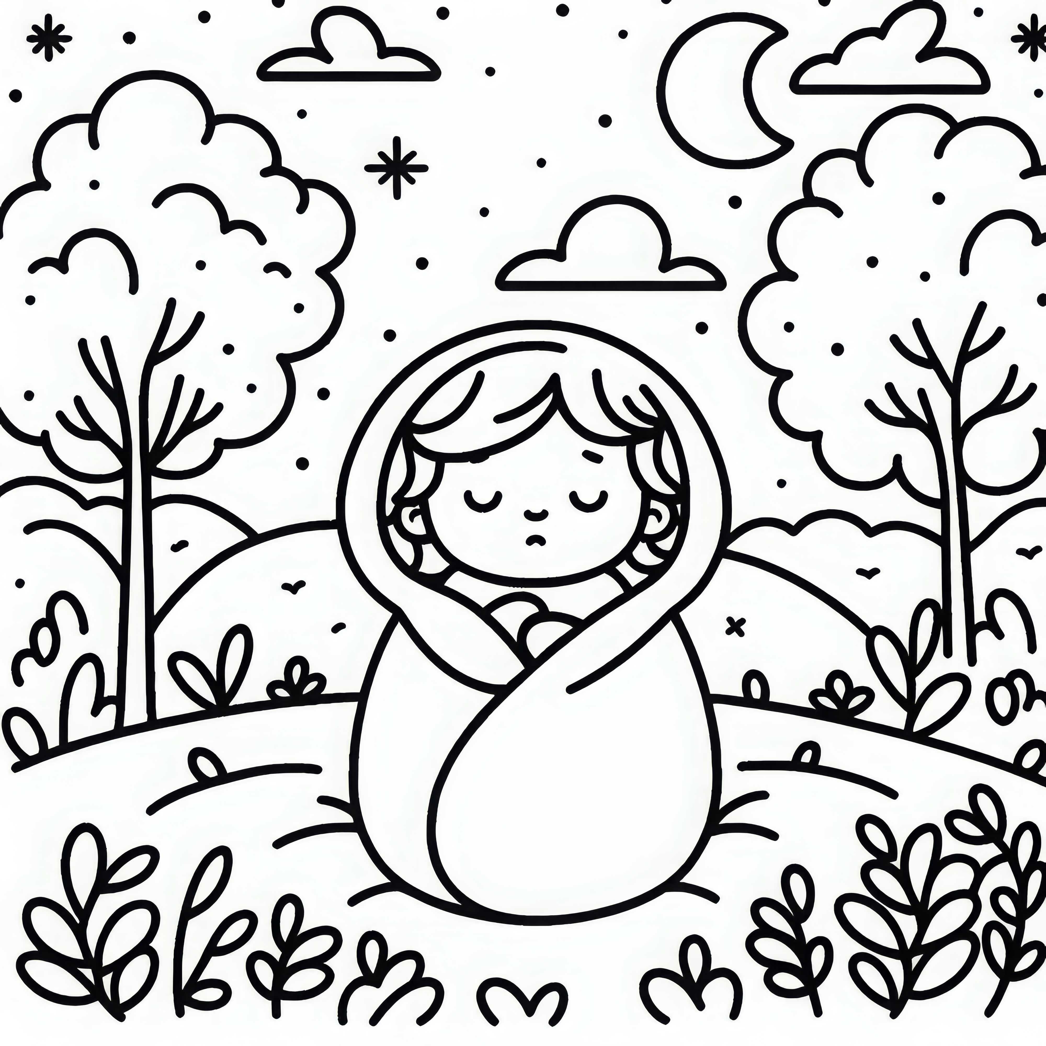 Kisgyerek alszik – Ingyenes színező kép