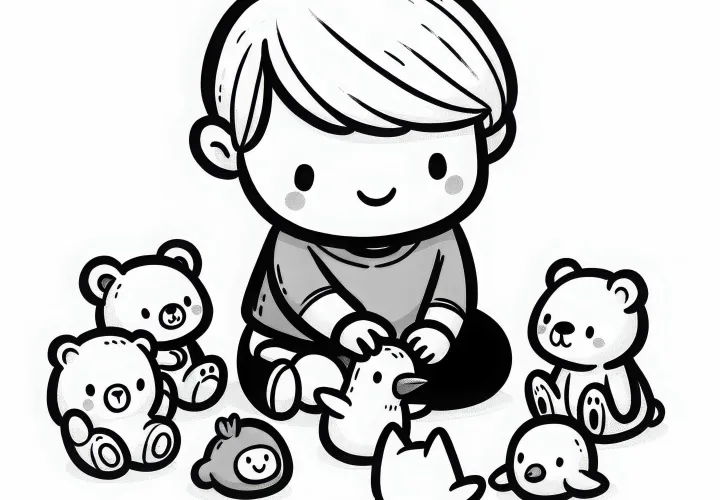 Gyerekek rendelik el a plüssállatokat: Ingyenes színező sablon