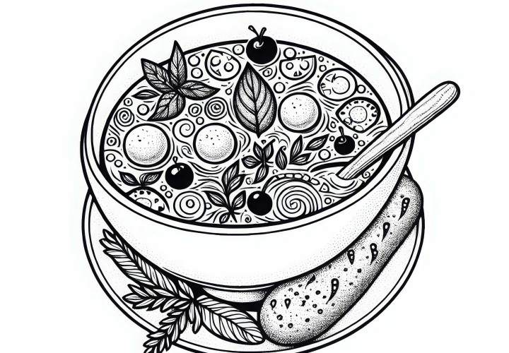 Раскраска супа в качестве закуски – Скачайте бесплатно и раскрасьте