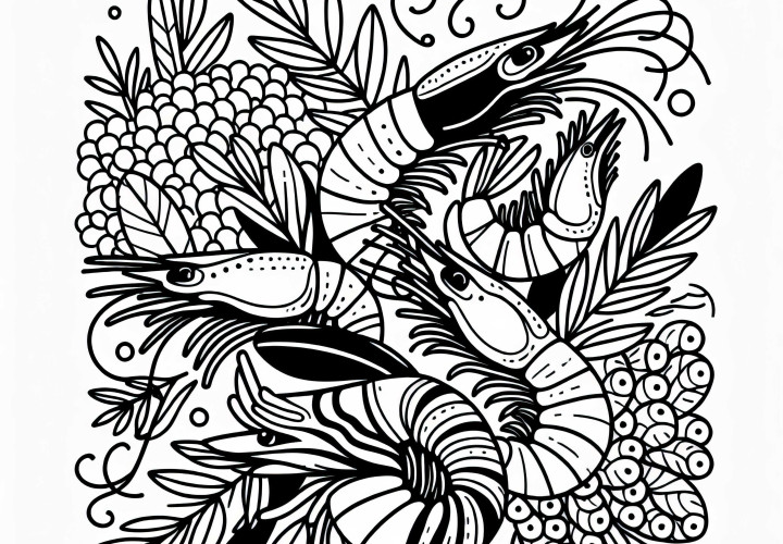 Бесплатный раскраска креветок для закуски