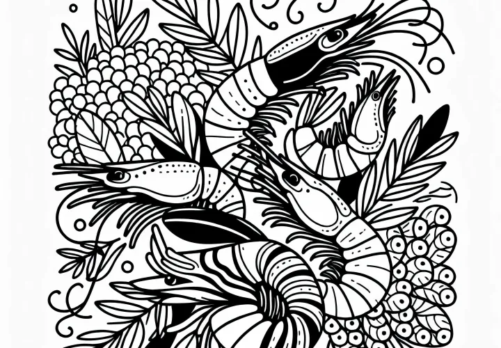 Бесплатный раскраска креветок для закуски