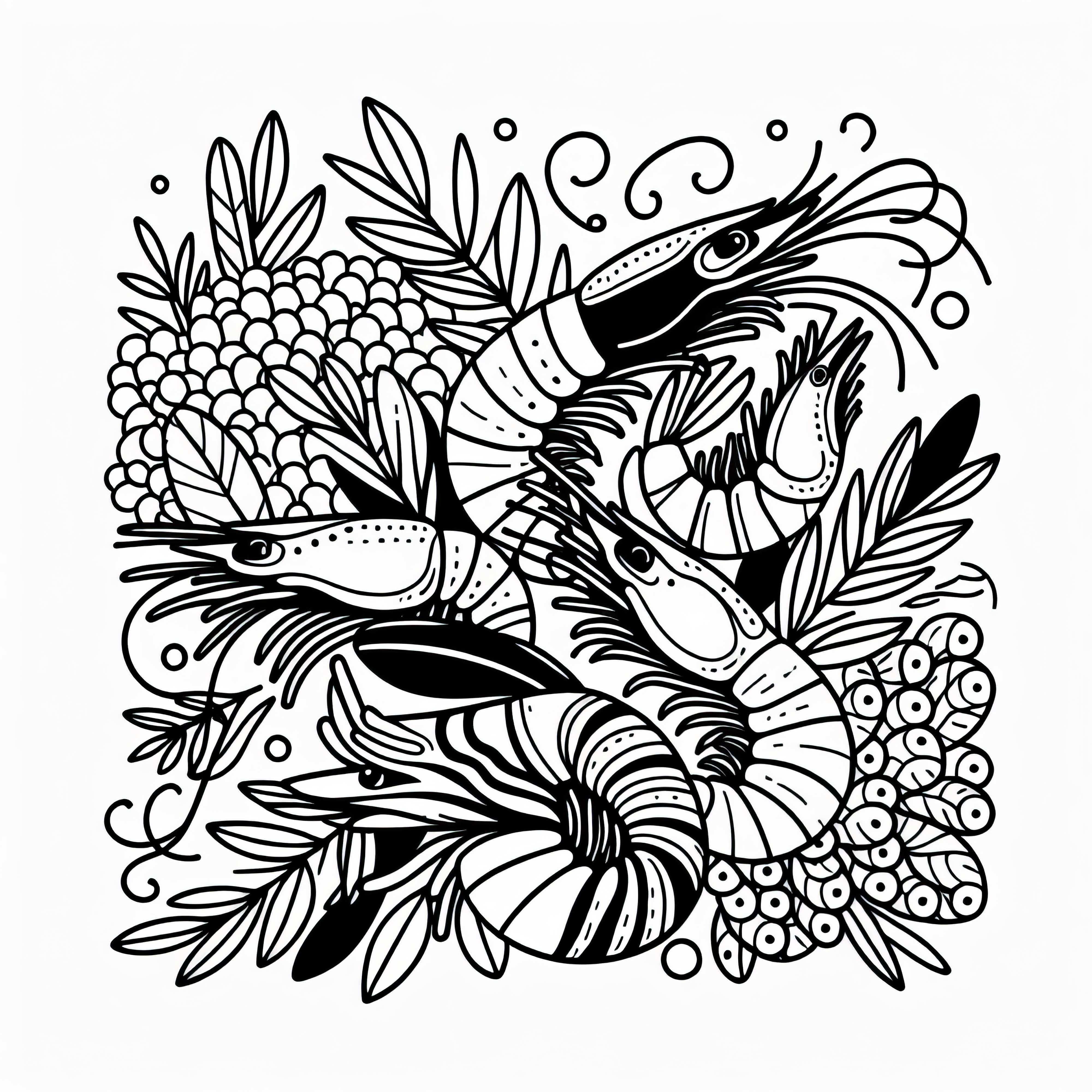 Бесплатный раскраски с креветками для закуски Бесплатный шаблон раскраски раков для закуски