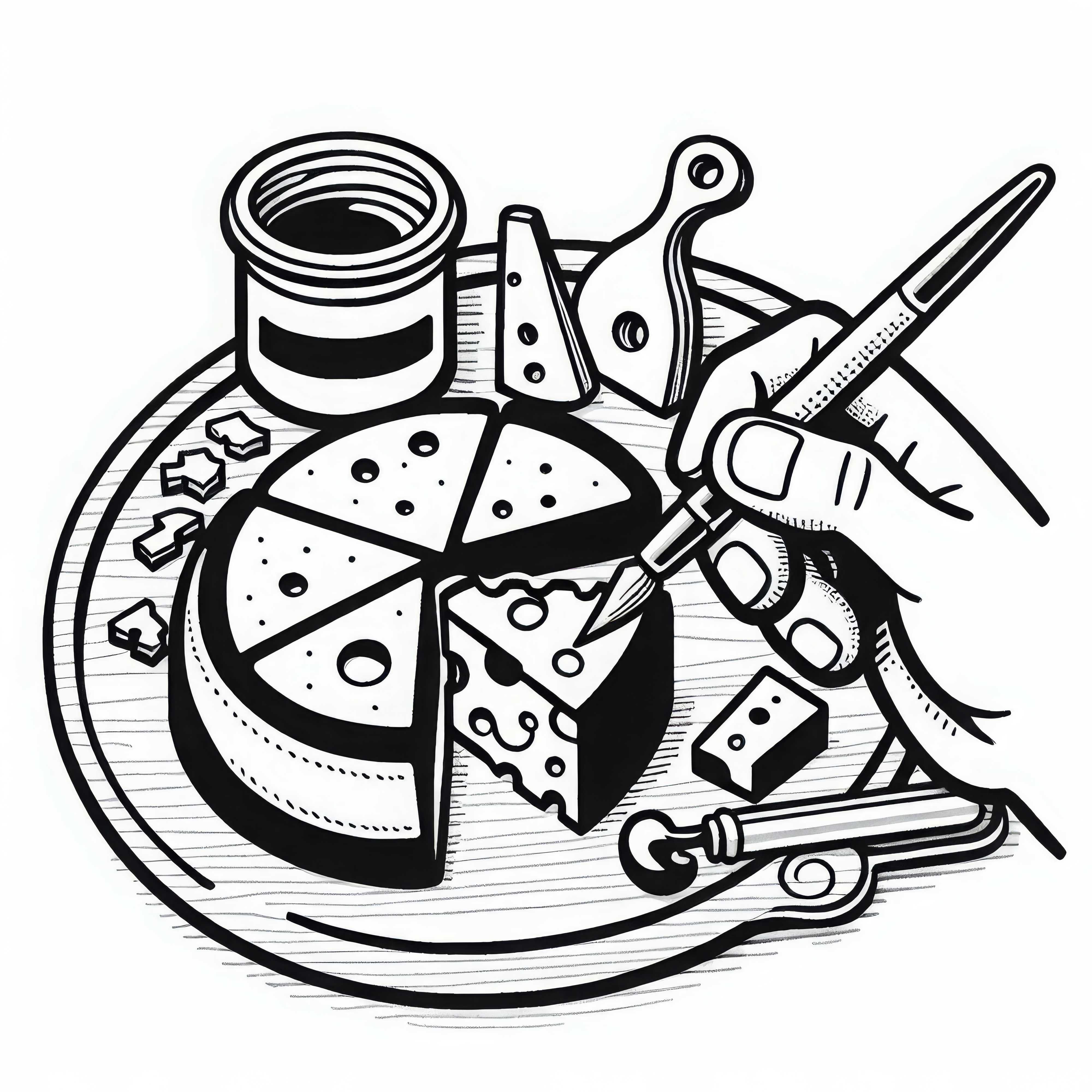 Сырные деликатесы в виде раскраски для закусок – Скачать бесплатно