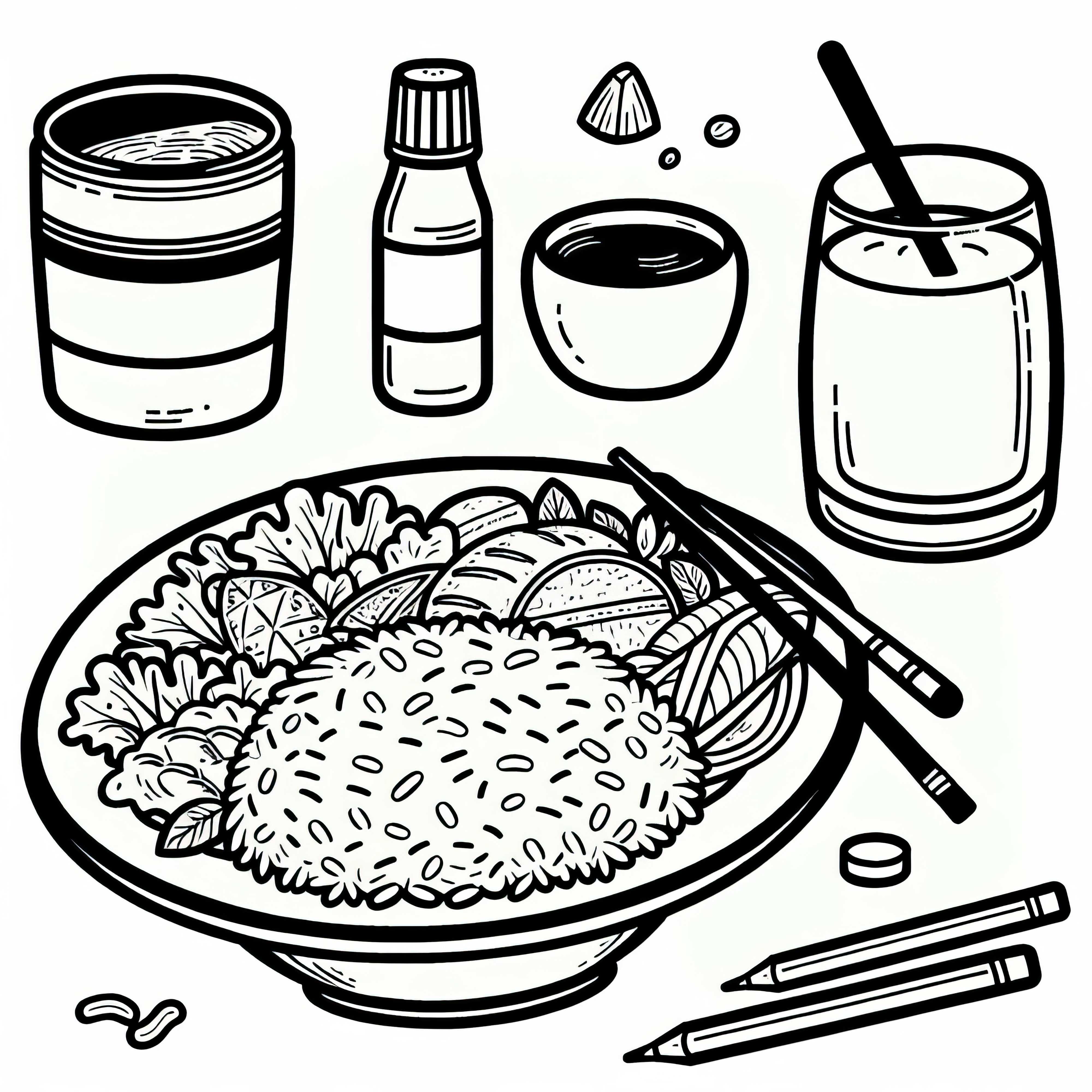 Rice as a side dish for meals - free coloring page Rice as a side dish for meals - Free coloring page