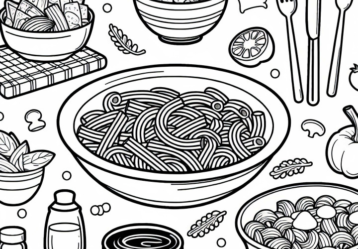Pasta as a side dish for meals – Free coloring page