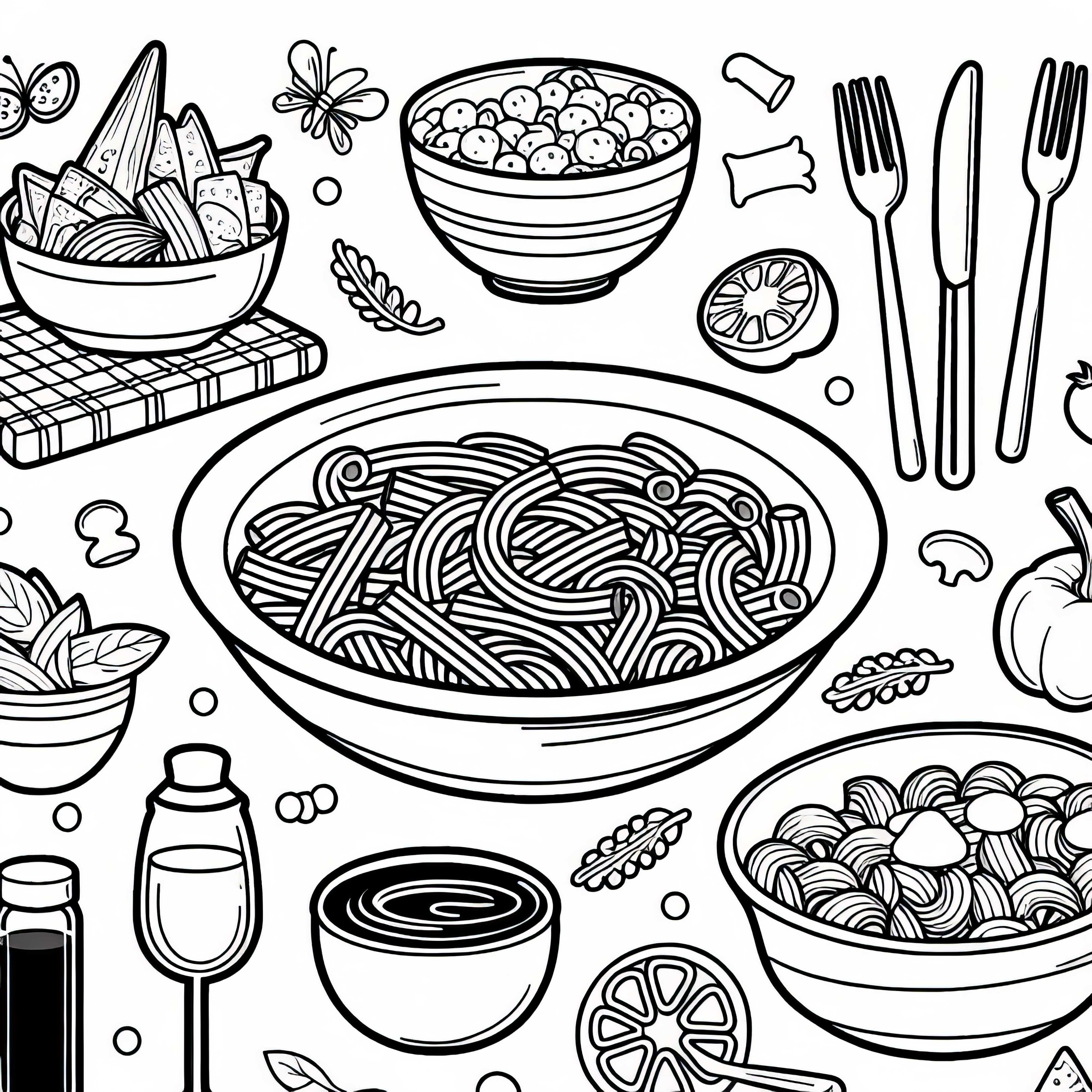 Pasta as a side dish for meals – Free coloring page Pasta as a side dish for meals - Free coloring page