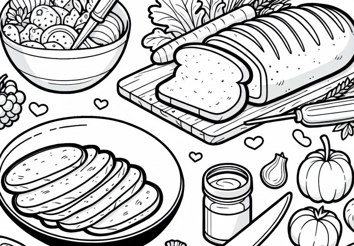 Bread as a side dish for meals - Free coloring page