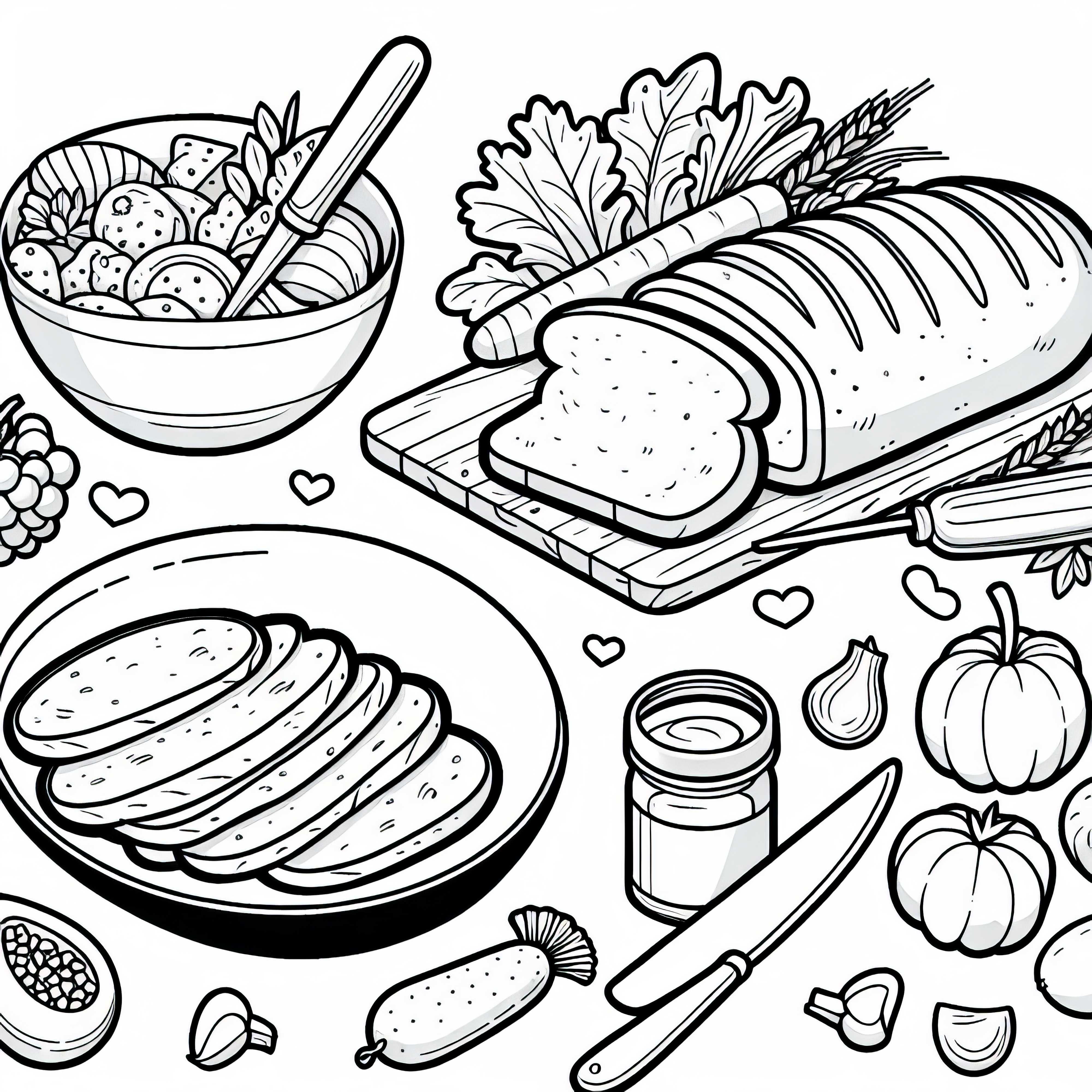 Bread as a side dish for meals - Free coloring page Bread as a side dish for meals - Coloring page free