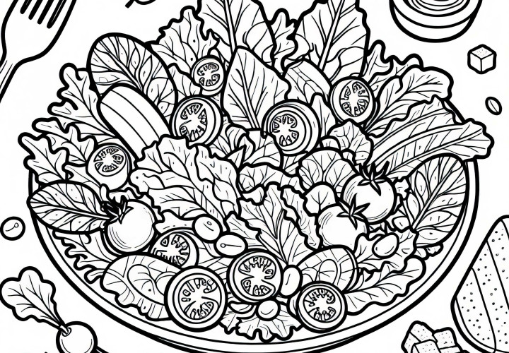 Salad as a side dish for meals – Coloring page Free