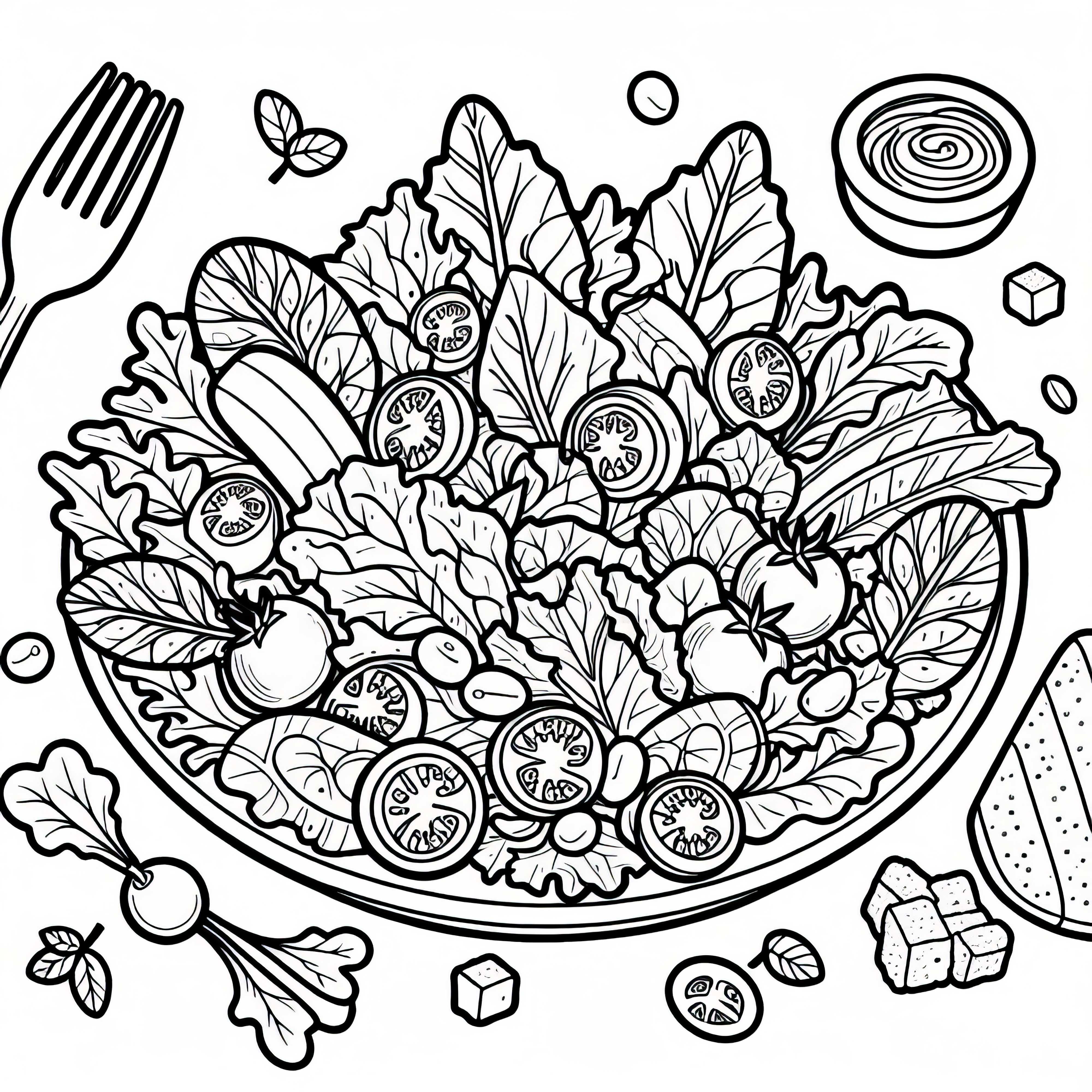 Salad as a side dish for meals - Free coloring page Salad as a side dish to a meal - coloring page free