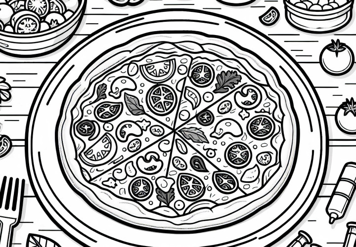 Pizza en plat principal : Téléchargez un coloriage gratuit Pizza en plat principal : téléchargez gratuitement un coloriage