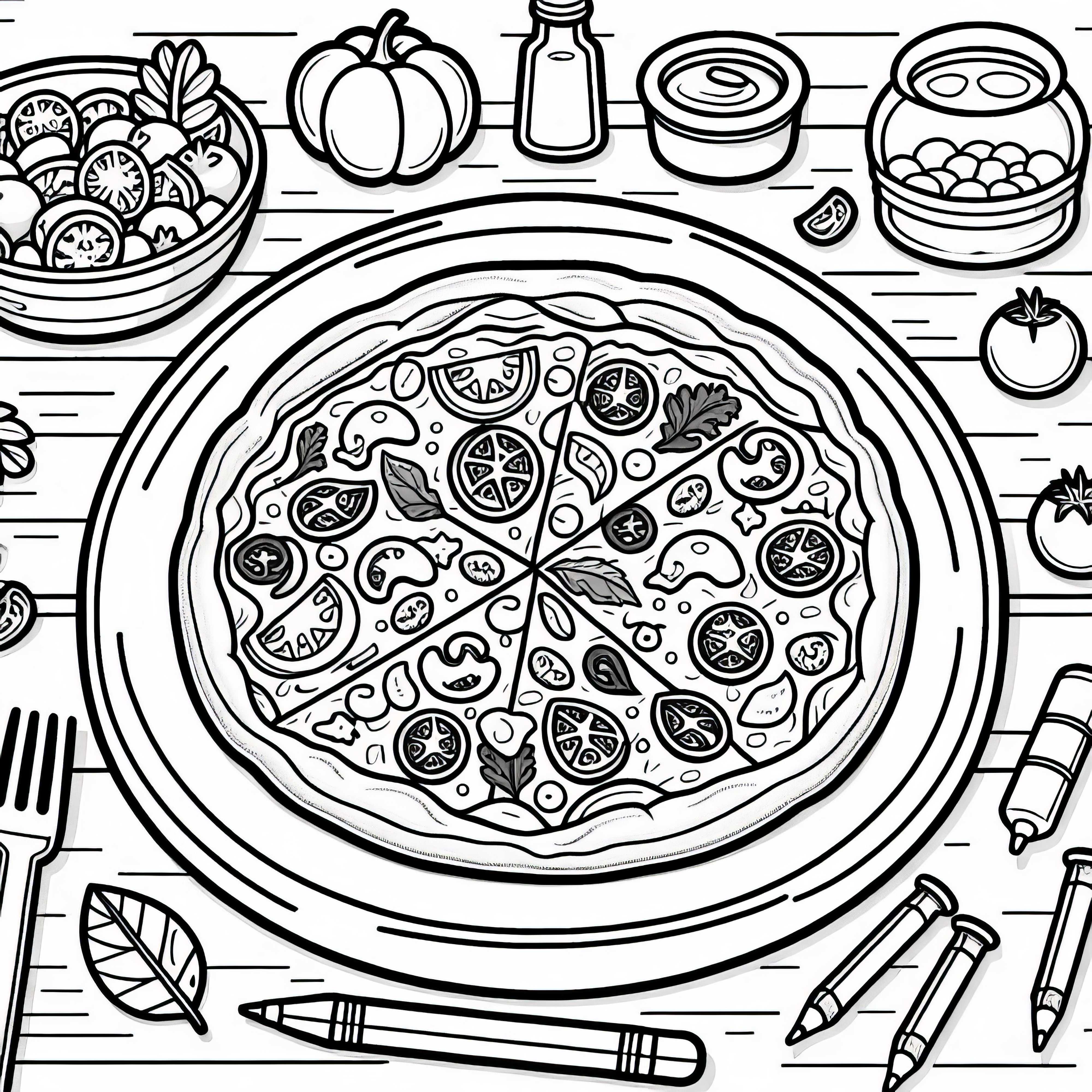 Pizza en plat principal : Télécharger gratuitement une image à colorier Pizza comme plat principal : Telecharger un coloriage gratuit