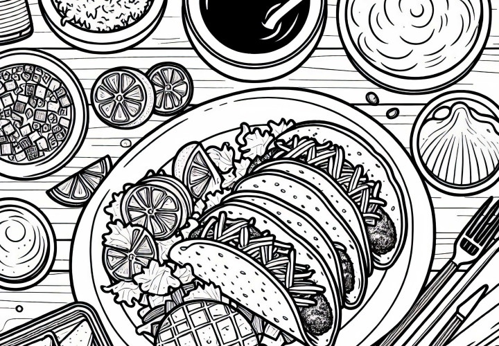 Tacos en plat principal coloriage gratuit
