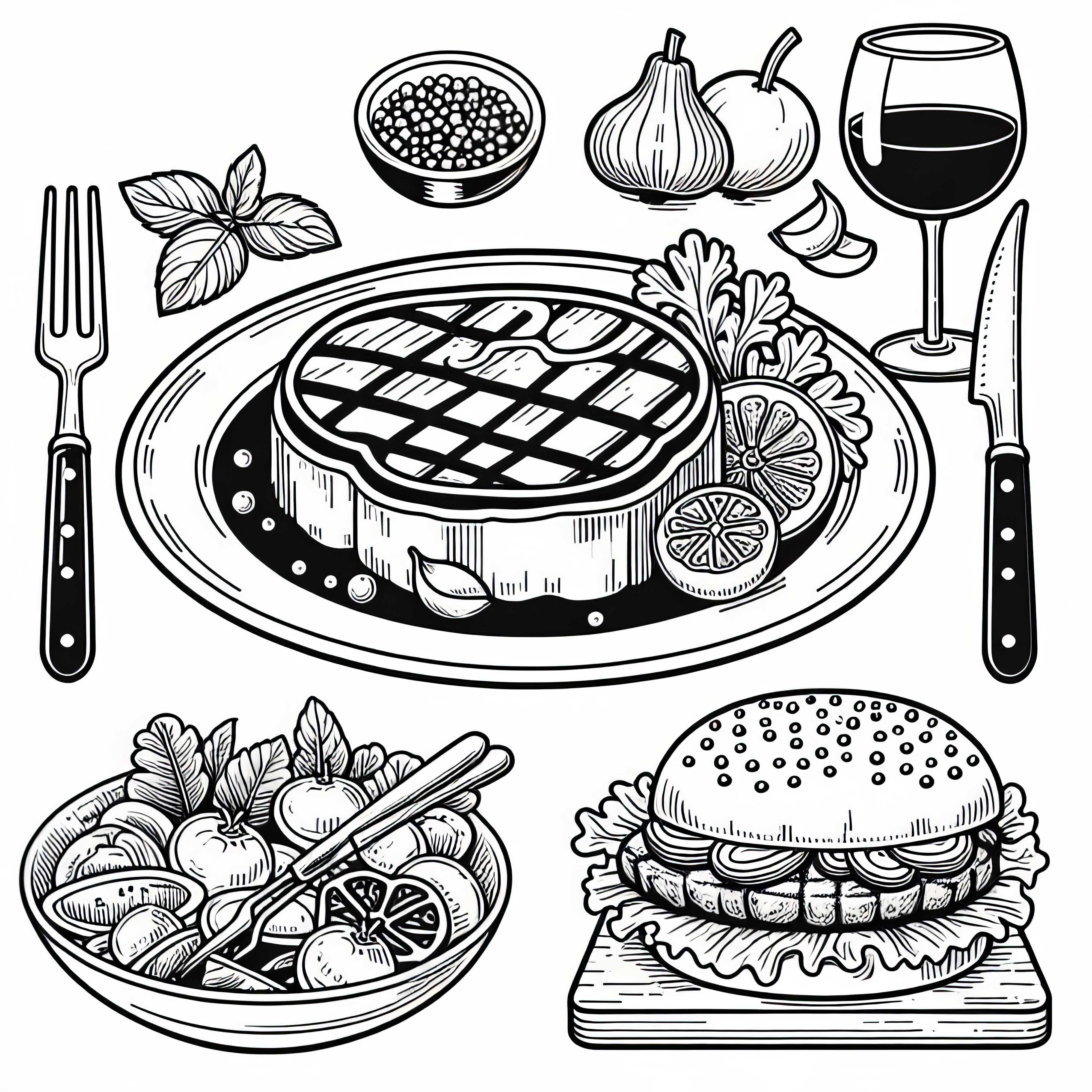 Steaks en plat principal Image à colorier Gratuit Steaks comme plat principal Image à colorier Gratuitement