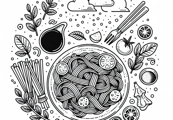 Image à colorier de pâtes en plat principal - Téléchargement gratuit Image à colorier de pâtes en plat principal - Téléchargement gratuit