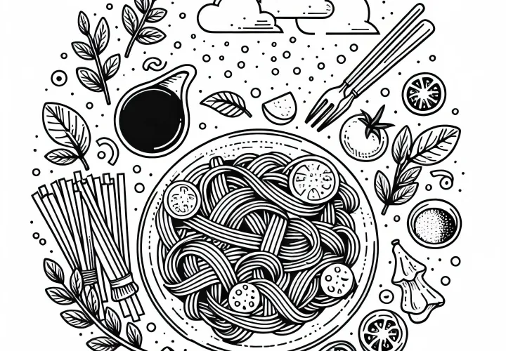 Раскраска с пастой как основным блюдом – бесплатно скачать