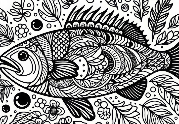 Poisson en plat principal - Colorier Gratuitement
