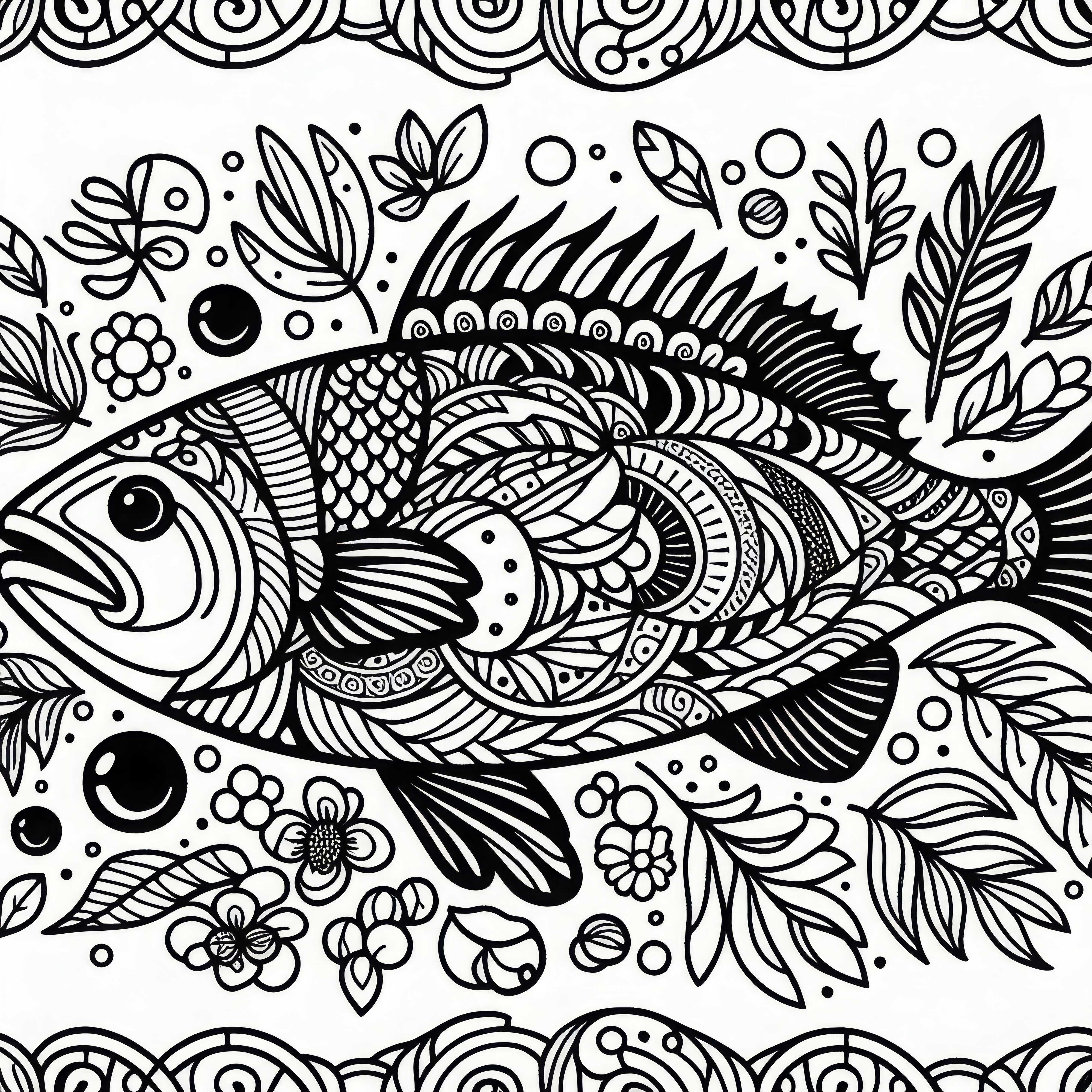 Poisson comme plat principal – Modèle à colorier gratuit