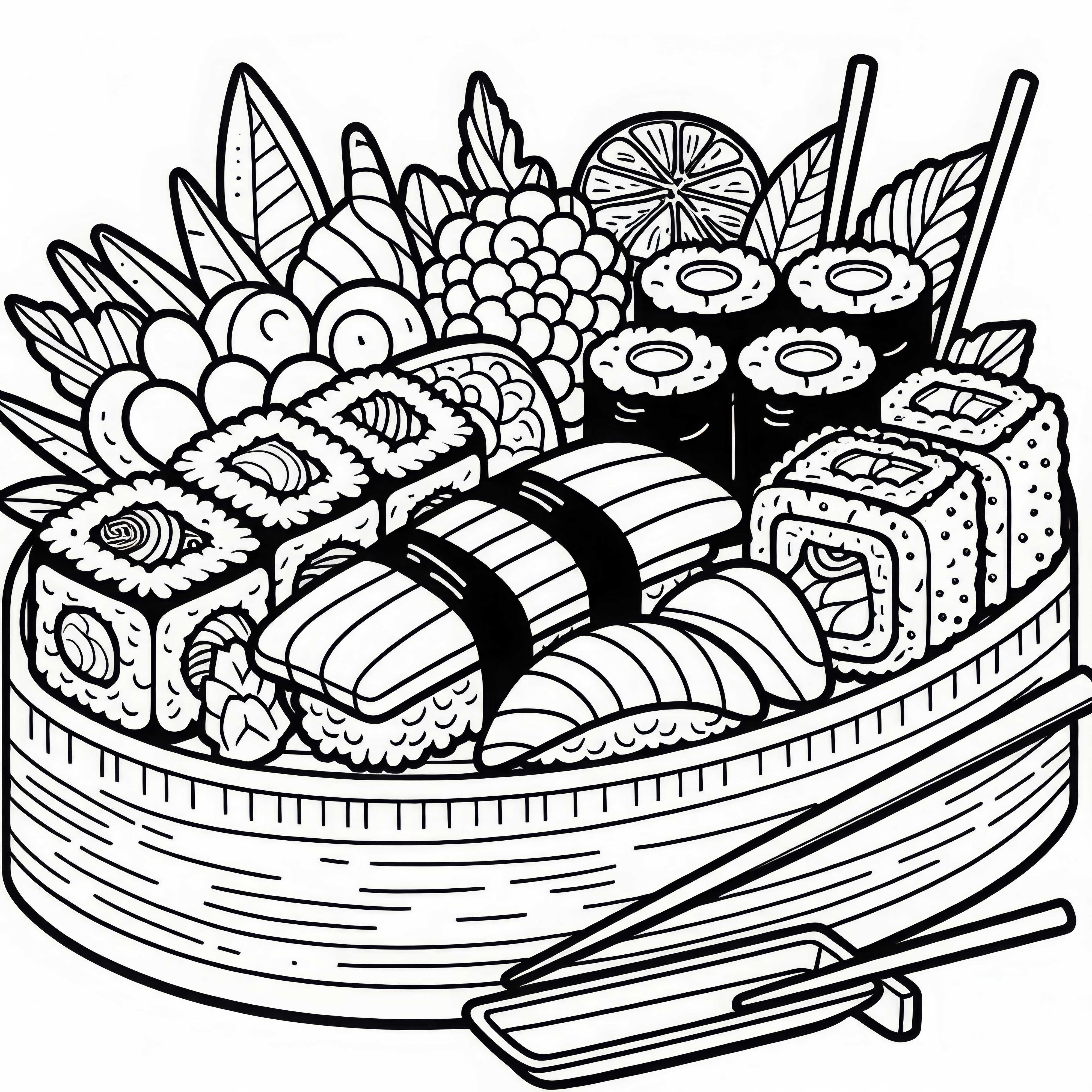 Sushi comme plat principal – Téléchargez le dessin à colorier gratuitement