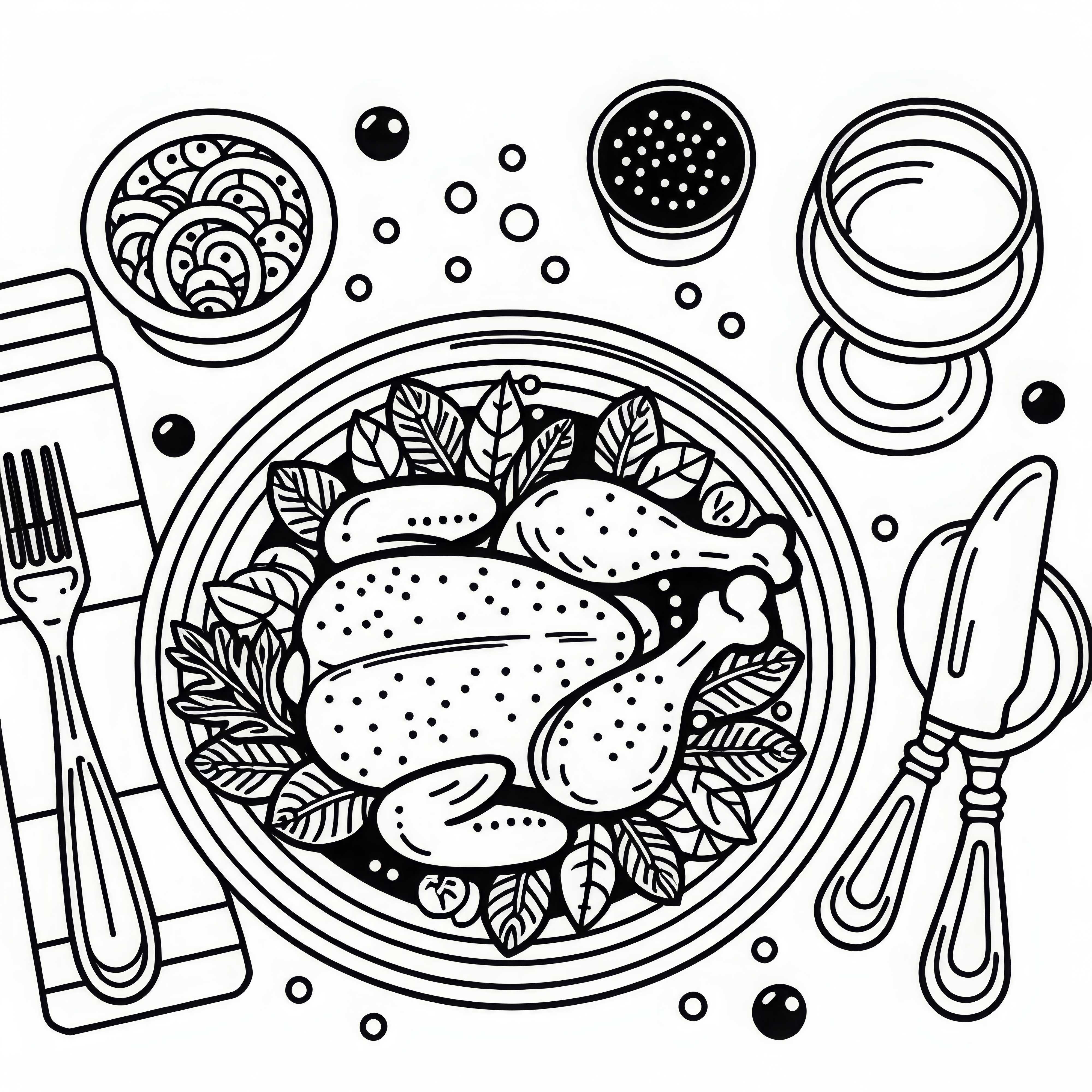 Poulet comme plat principal - Dessin à colorier gratuit