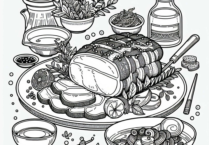 Coloriage gratuit de cochon en plat principal Coloriage gratuit de cochon en plat principal