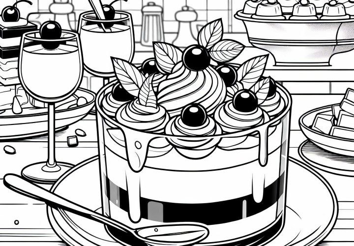 Mousse au Chocolat comme modèle de coloriage dessert gratuit