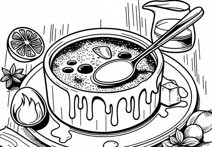 Crème Brûlée en dessert – Image à colorier à télécharger gratuitement