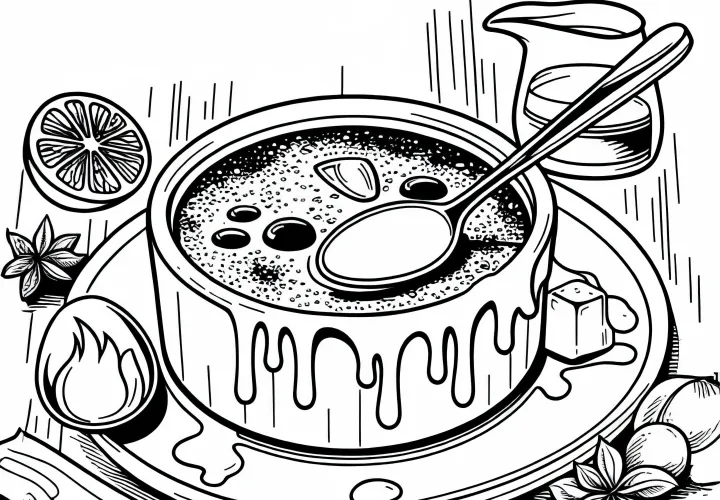 Крем-брюле как десерт – раскраска для бесплатной загрузки