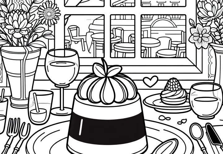 Панна котта как раскраска для десерта бесплатно