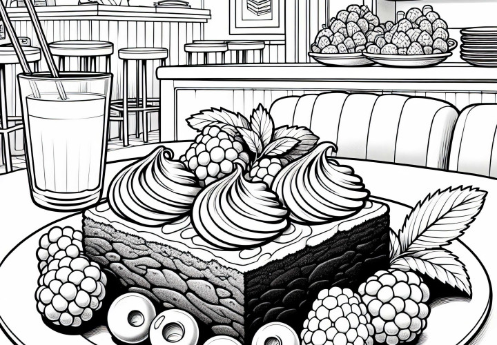 Brownies en dessert : image à colorier gratuite